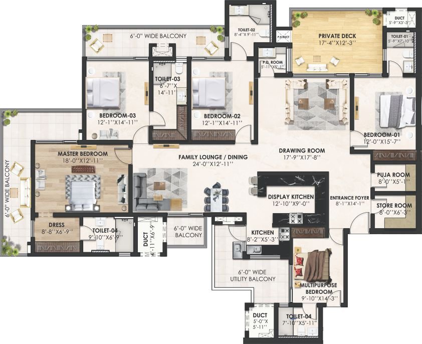 5BhK Floor plan, marbella twin towers, New Chandigarh